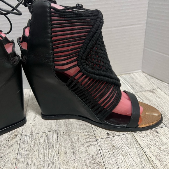 Ivy Kirzhner Mykonos Macrame Rope Sandals black wedge size 8 - Picture 7 of 15